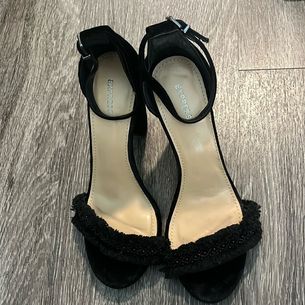 Express Black Sandaled Heels